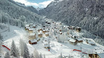 Vue aérienne hiver de la station de Valfréjus