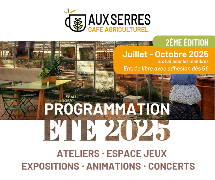 Visuel de la programmation été 2025 aux Serres de Beaudreville