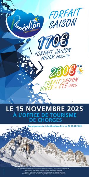 Forfaits Saison « Primeur » Réallon – Vente à Chorges !_Chorges - © Station de Réallon Forfaits Saison « Primeur » Réallon – Vente à Chorges !_Chorges - © Station de Réallon