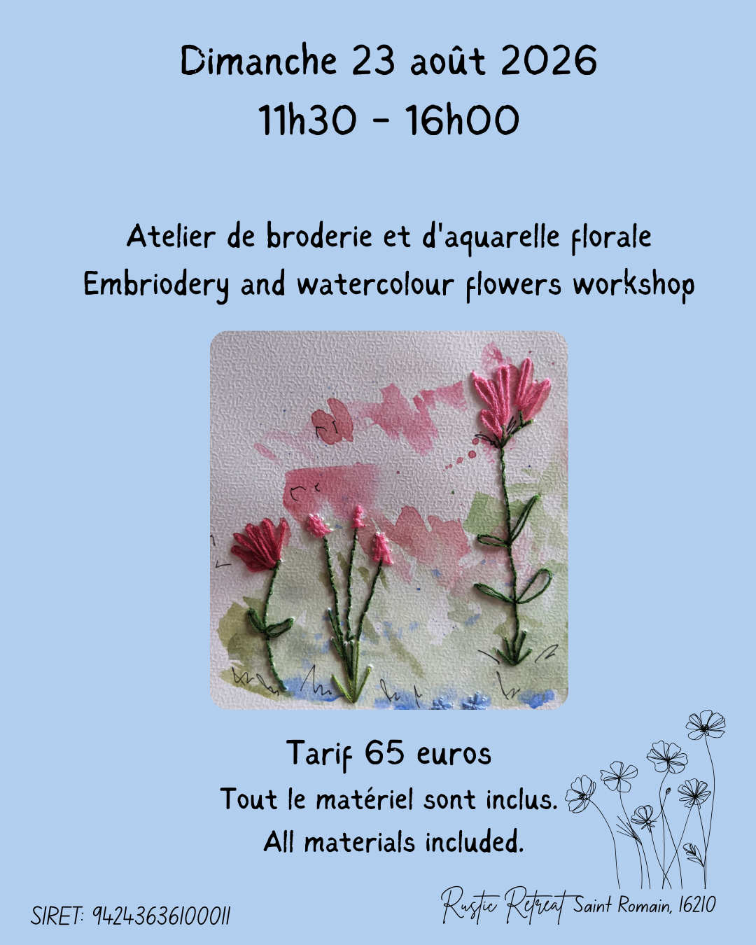 Atelier de broderie et d'aquarelle florale