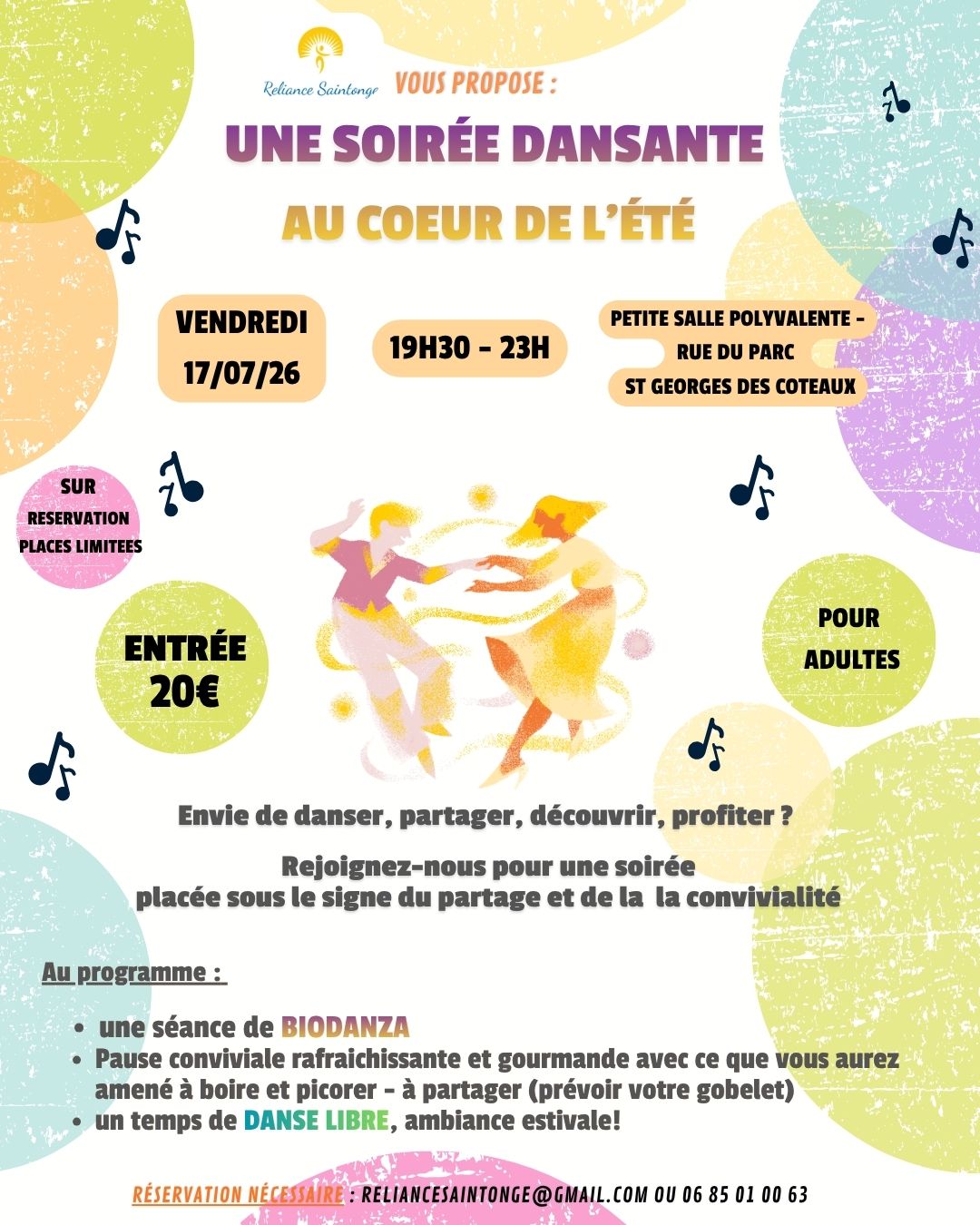 Soirée dansante au coeur de l'été : Biodanza + danse libre