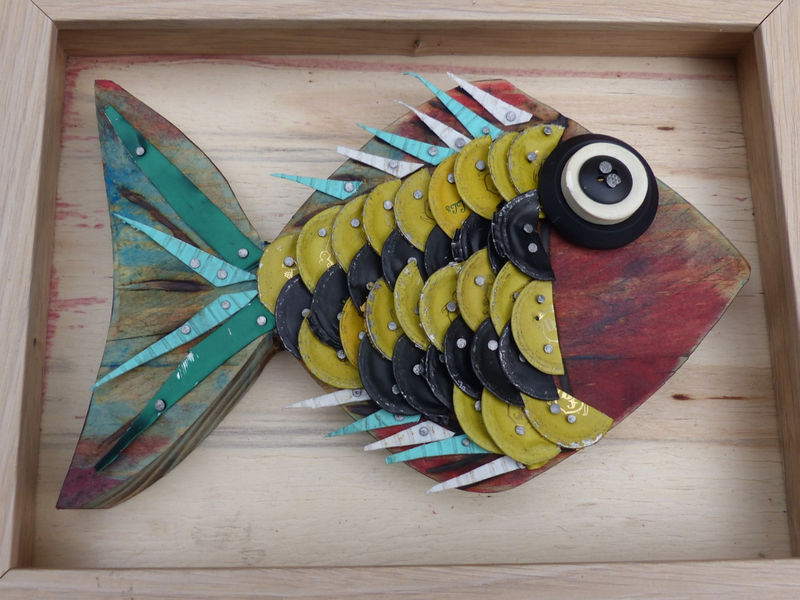 Fish made from recycled objects