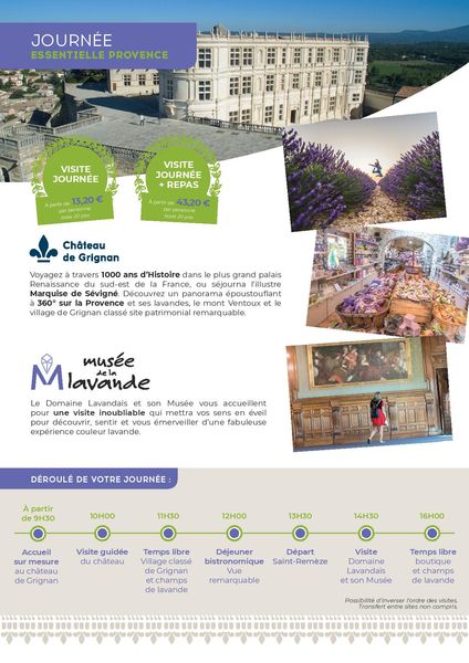 Journée Exploration : Château de Grignan et Musée de la Lavande