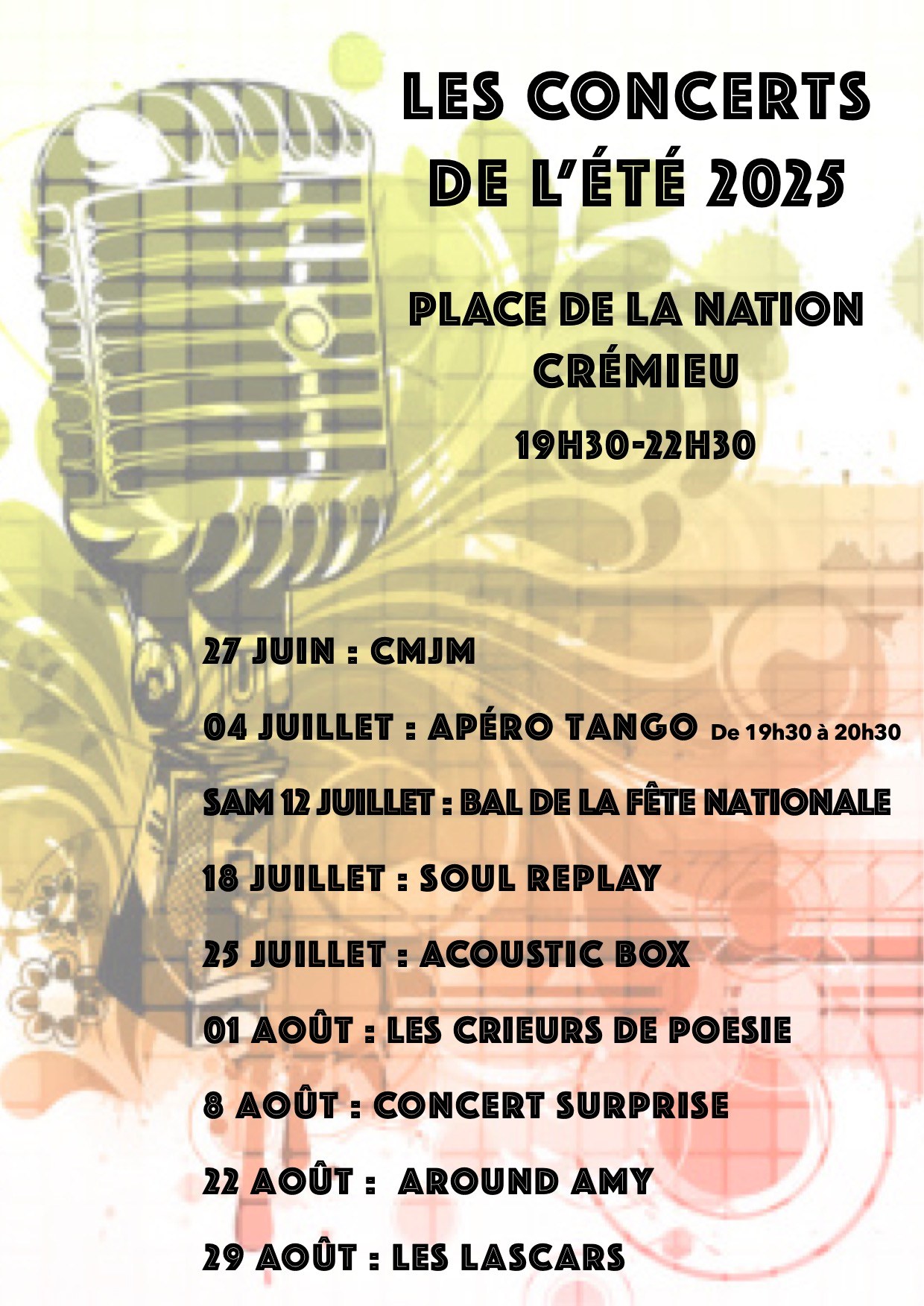 Concerts de l'été place de la Nation à Crémieu - Balcons du Dauphiné