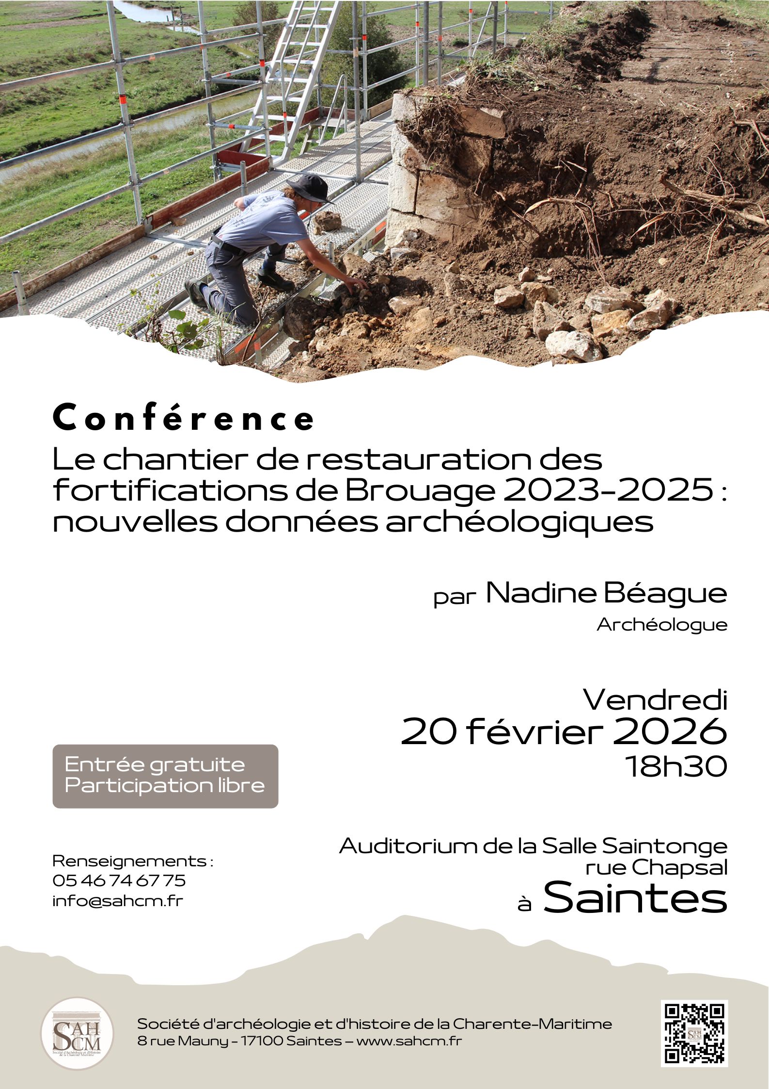 Conférence « Le chantier de restauration des fortifications de Brouage 2023-2025 : nouvelles données archéologiques »