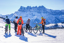 VTT électrique sur neige, sortie sur le domaine skiable de Châtel Liberté avec la vue sur les Dents du Midi