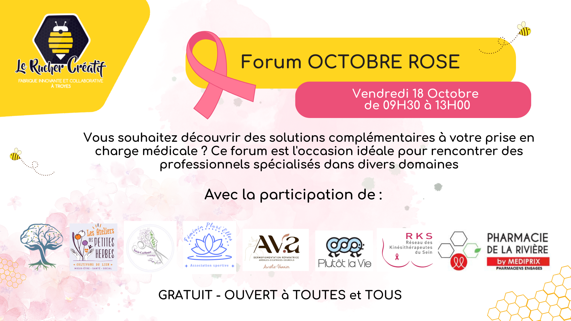 Forum Octobre Rose au Rucher Créatif