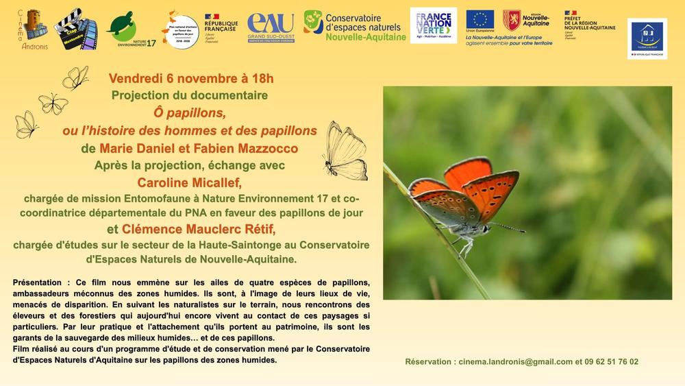Projection du documentaire "Ô papillons, ou l’histoire des hommes et des papillons" au cinéma