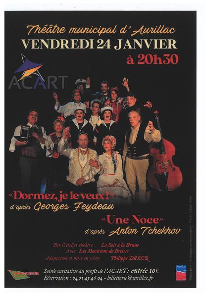 Soirée théâtre "dormez, je le veux!" et "une noce"_Aurillac