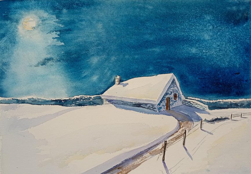 Stage aquarelle - Les ombres sur la neige