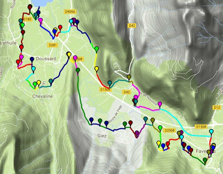 Trace itineraire vtt boucle au fil des sources du lac Annecy