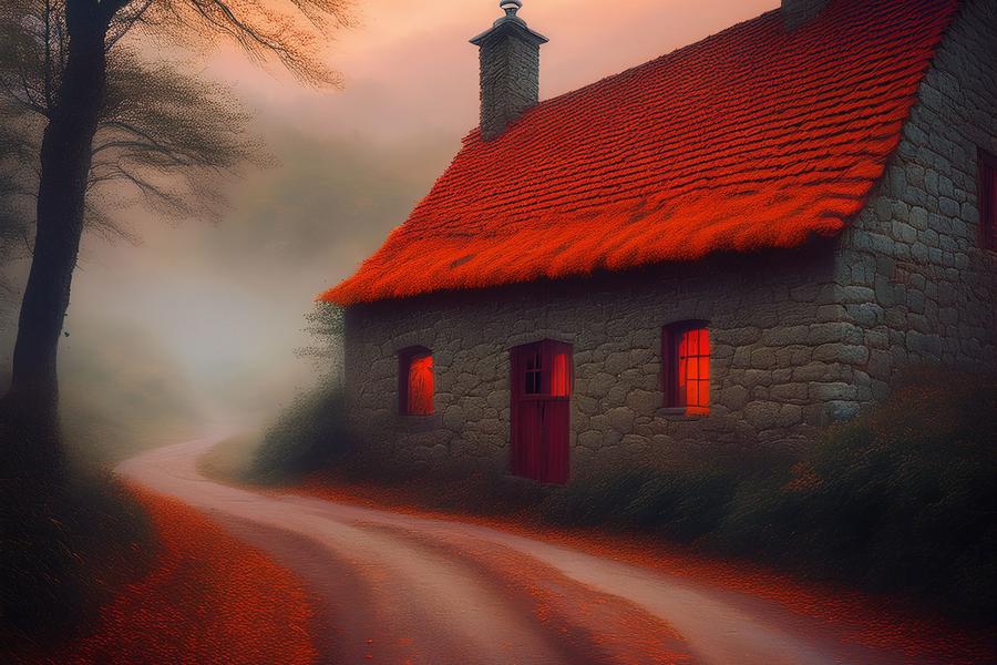 Illustration imaginée de l'Auberge-rouge-de-Peyrebeille en Ardèche