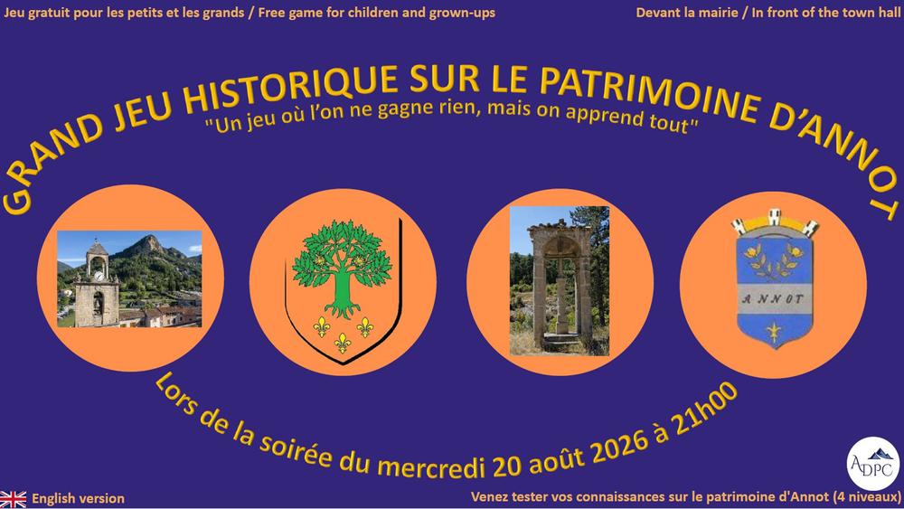 GRAND JEU HISTORIQUE SUR LE PATRIMOINE D'ANNOT