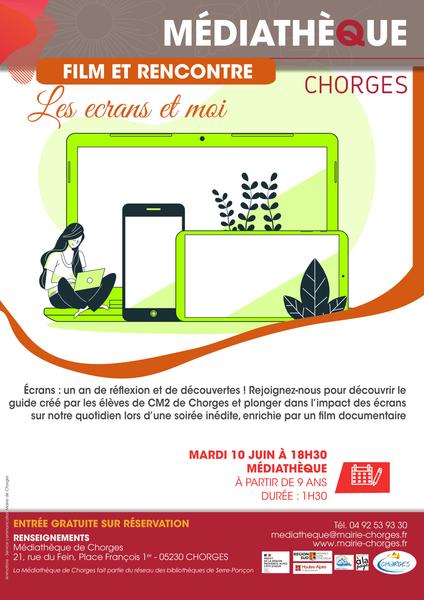 Film et rencontre Les écrans et moi Chorges - © DR/Médiathèque de Chorges Film et rencontre Les écrans et moi Chorges - © DR/Médiathèque de Chorges