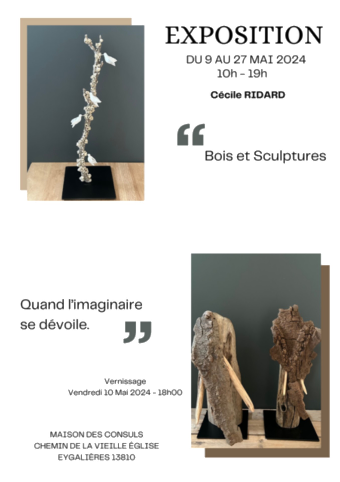 Exposition Cécile Ridard - Bois et Sculptures