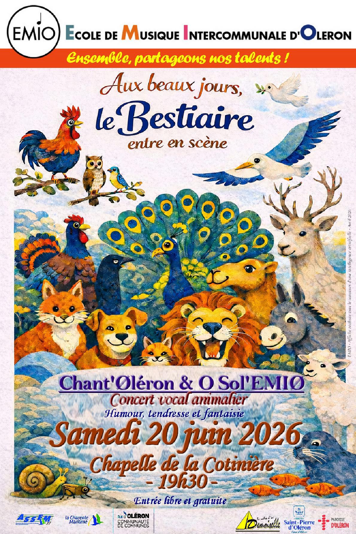 Concert vocal des chorales Chant'Oléron et O Sol'EMIO de l'école de musique intercommunale de l'île d'Oléron