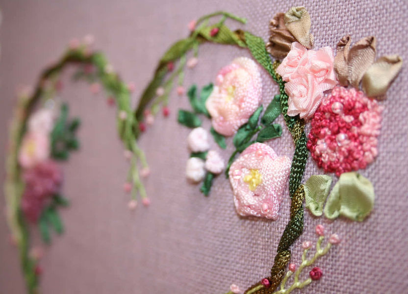 Broderie au ruban - coeur