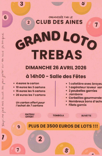 Grand loto des ainés à Trébas
