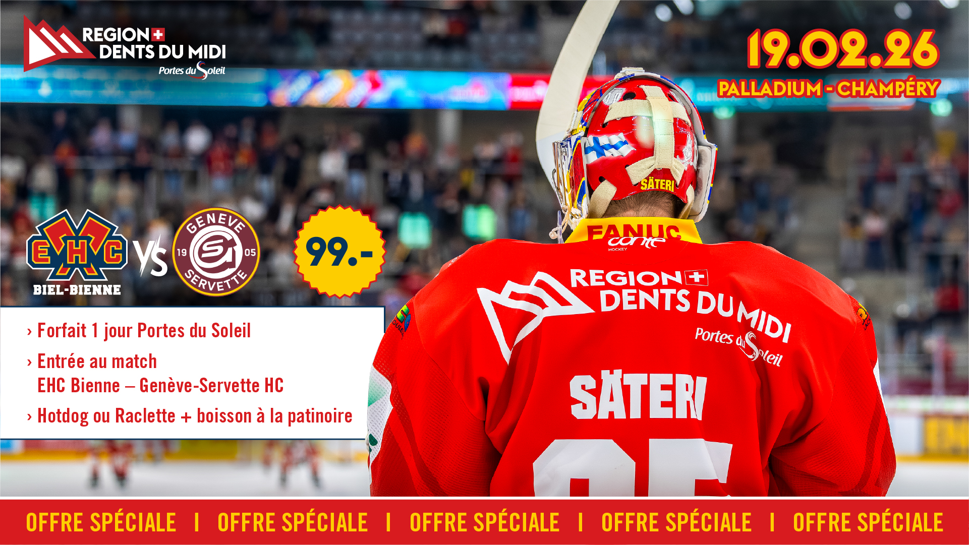 Offre sp�ciale Ski + Match HC Bienne vs HC Gen�ve-Servette
