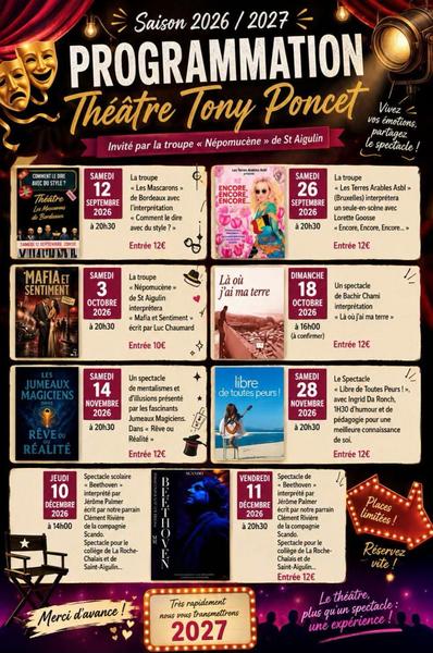 Programme du Théâtre Tony Poncet