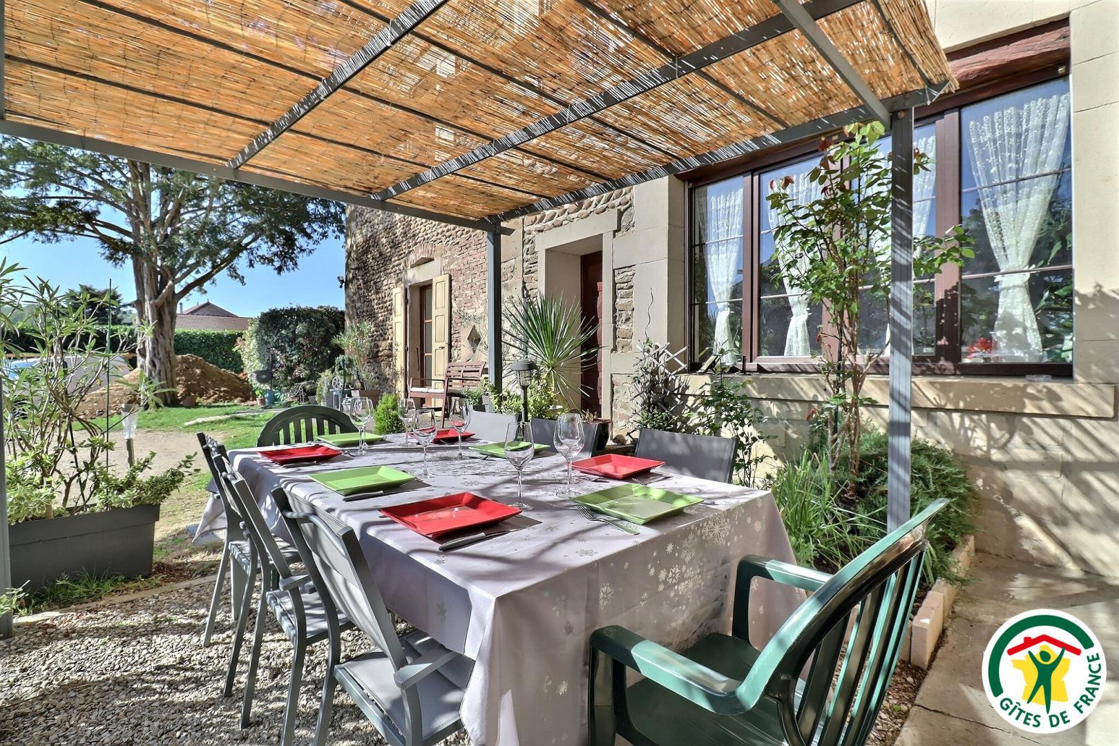 Terrasse privative au gîte