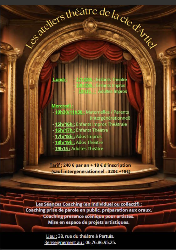 Les ateliers théâtre de la Cie d'Artiel — Toutes les manifestations à Vaucluse