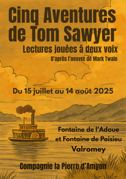 http://Lecture%20jouée%20à%20deux%20voix%20Les%20aventures%20de%20Tom%20Sawyer%20à%20la%20fontaine%20de%20l'Adoue%20avec%20la%20Cie%20La%20Pierre%20d'Amyon