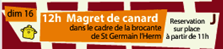 Repas magret de canard dans le cadre de la brocante