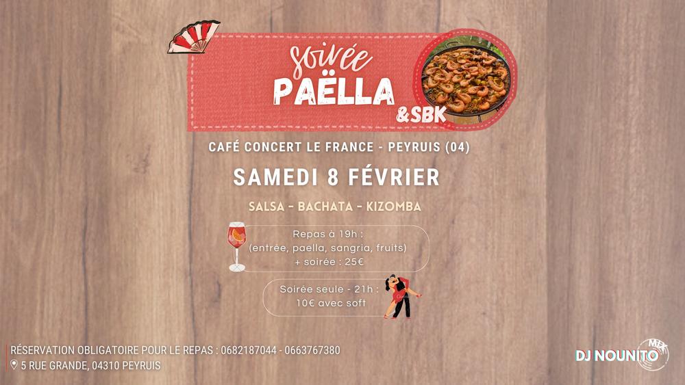 Soirée paella et SBK Le 8 fév 2025