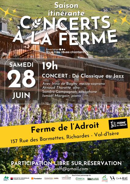 Concert "Du classique au jazz" à Val d'Isère - Concerts à la ferme