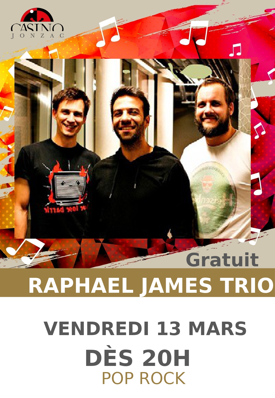 Concert Raphaël James trio au Casino