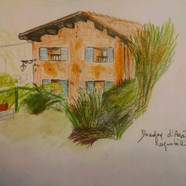 Gîte Le Doudou d'Anathéo-Aquarelle-Roquebillière-Gîtes de France des Alpes-Maritimes