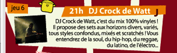 Concert DJ Crock de Watt – repas et concert