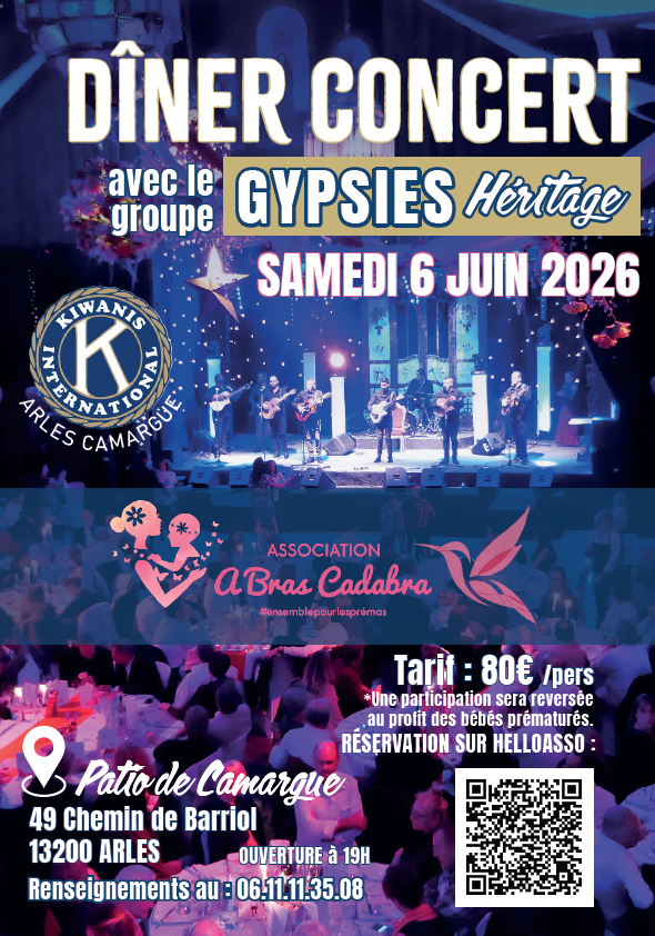Dîner-concert caritatif proposé par le Kiwanis Arles-Camargue