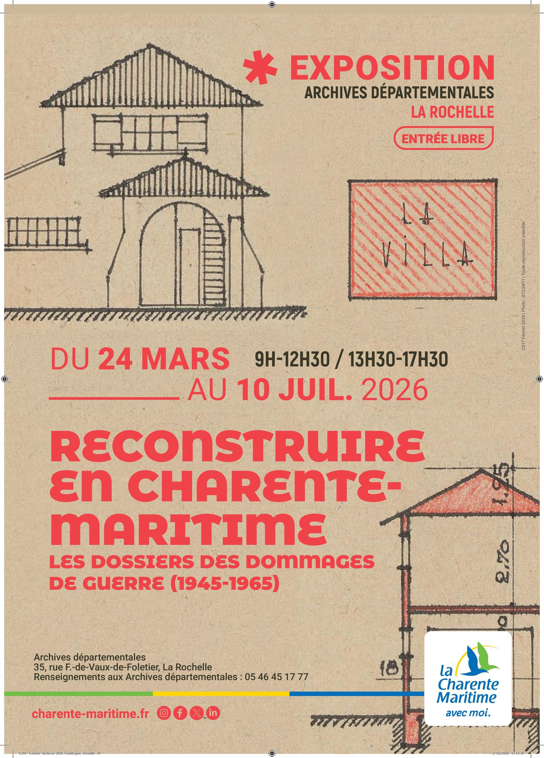 Exposition - Reconstruire en Charente-Maritime - Les dossiers de dommages de guerre (1945-1965)