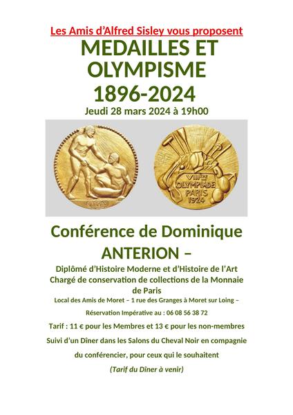 Conférence : Médailles et olympisme 1896 - 2024