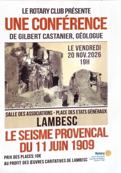 Conférence sur le séisme provençal de juin 1909