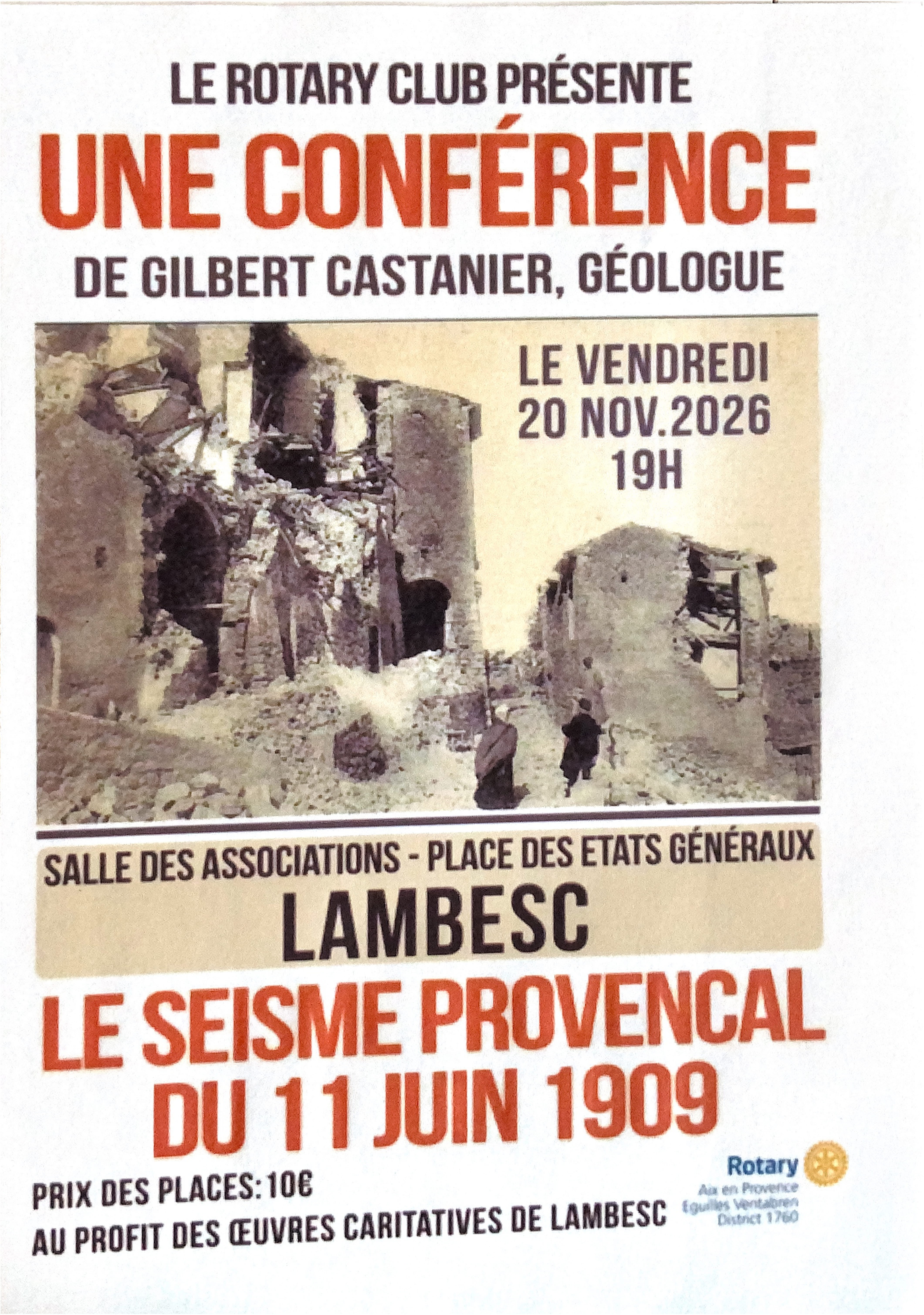 Conférence sur le séisme provençal de juin 1909