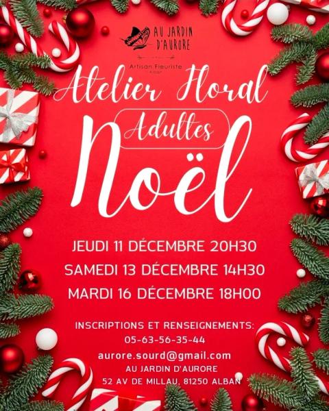 Atelier floral de Noël au Jardin d'Aurore (adultes)