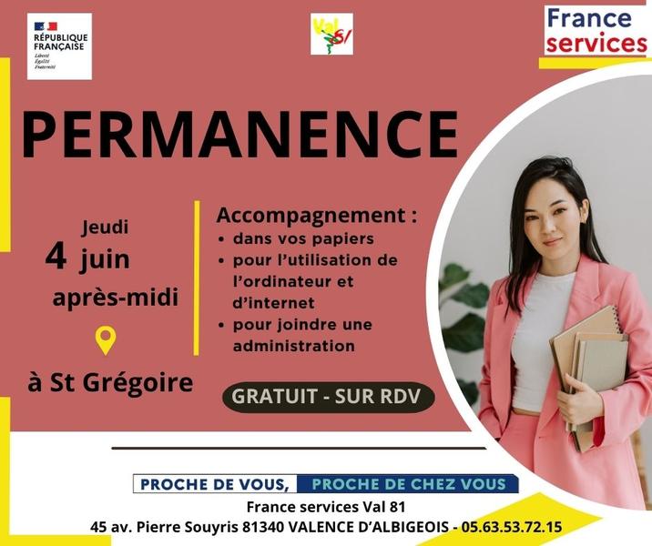 Permanence à Saint-Grégoire - France Services Val81