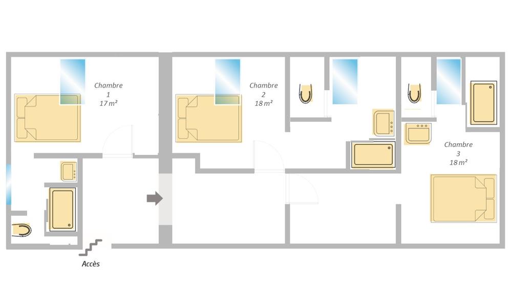 Gîte du meunier - plan de l'étage