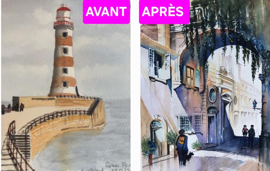 Les progru00e8s du2019une u00e9lu00e8ve montrant une ru00e9alisation avant son stage et apru00e8s son enseignement u00e0 lu2019Atelier carru00e9 du2019u2019Artu2019s