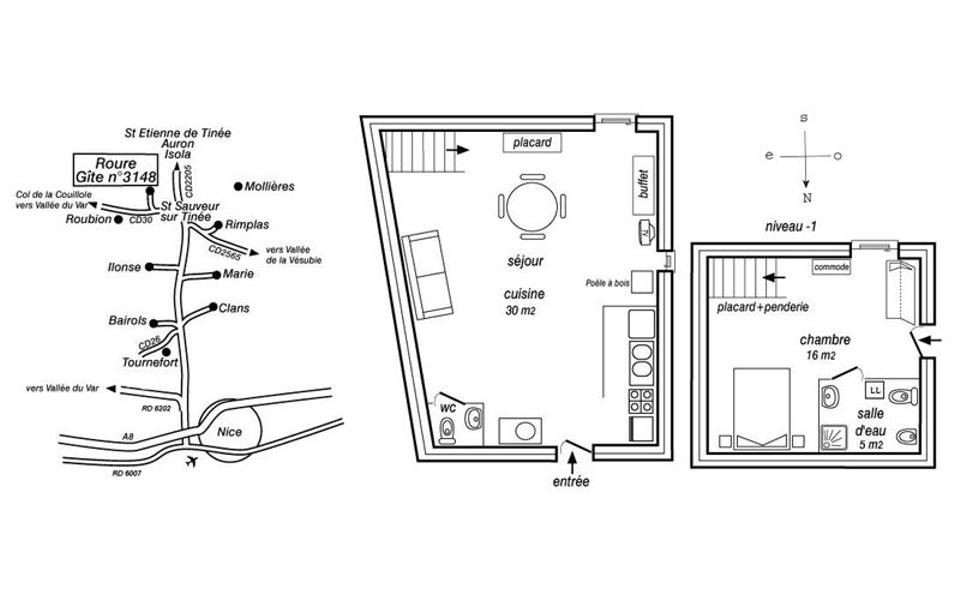 Gîte Le Rourois-Plan du gîte-Roure-Gîtes de France des Alpes-Maritimes