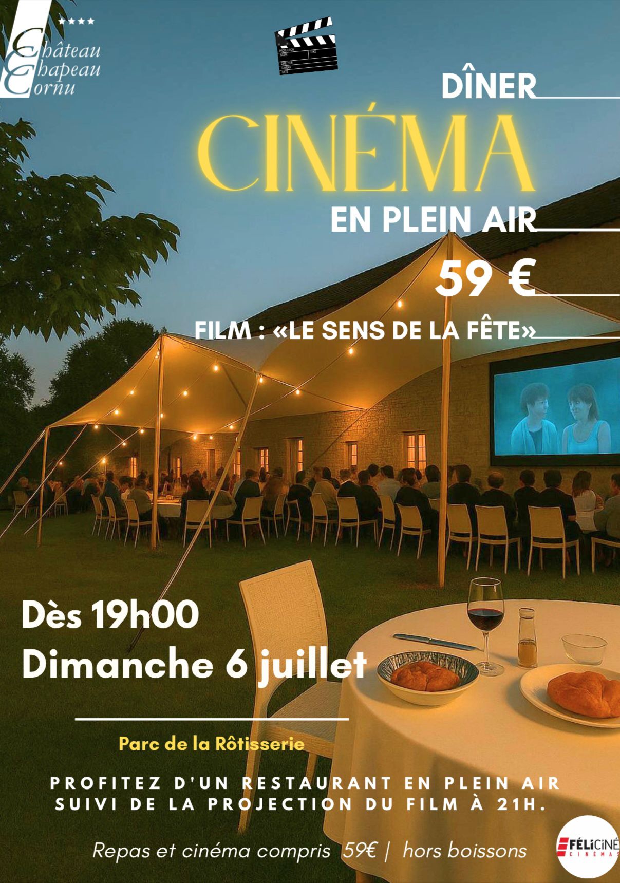 Dîner cinéma en plein air au Château de Chapeau Cornu_Vignieu