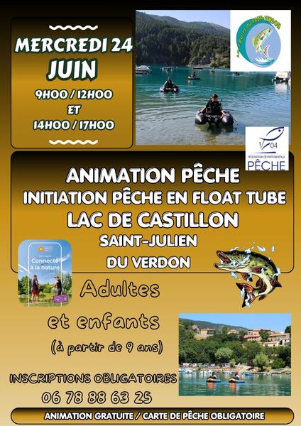 Initiation pêche en float tube au lac de Castillon