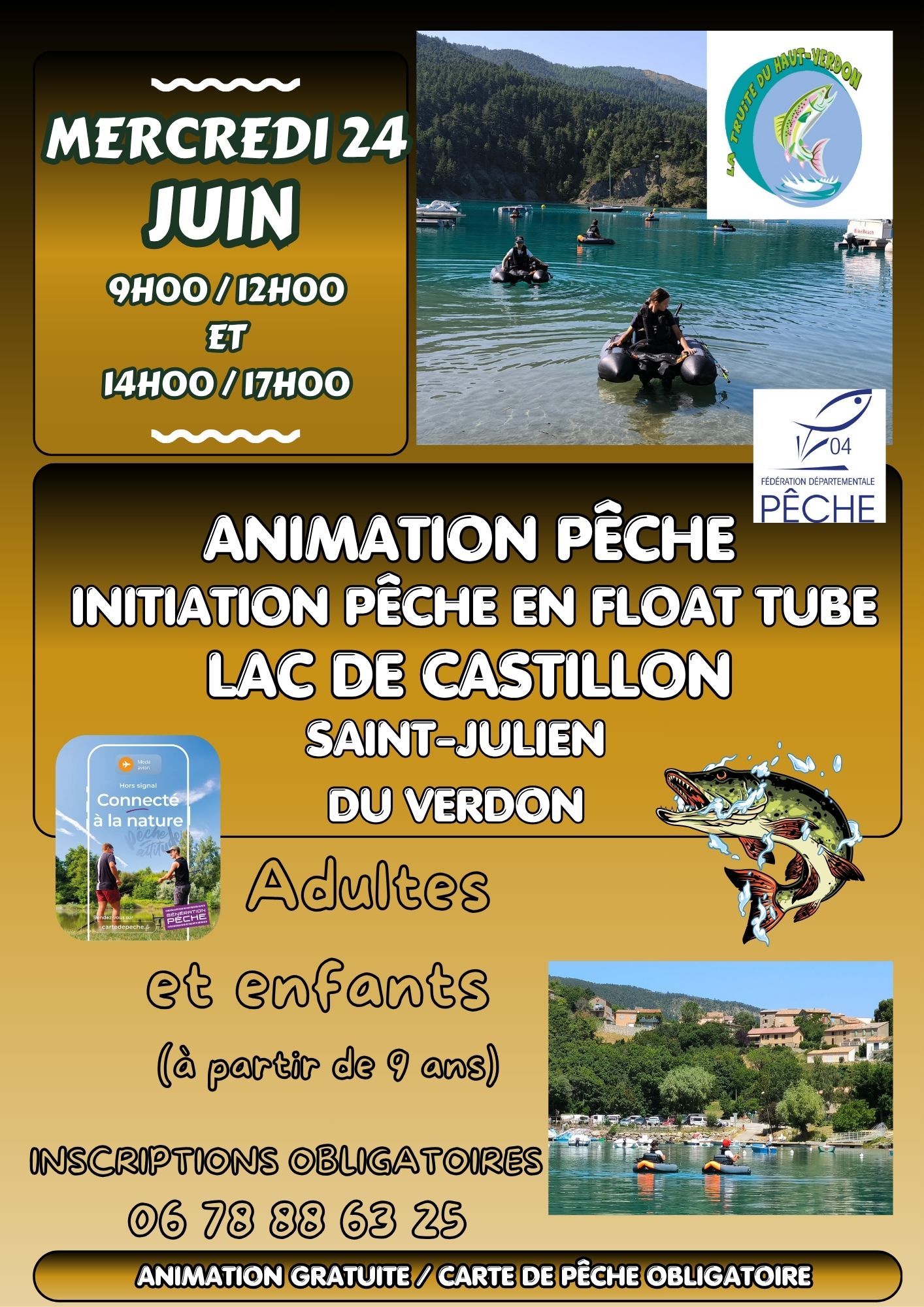 Initiation pêche en float tube au lac de Castillon
