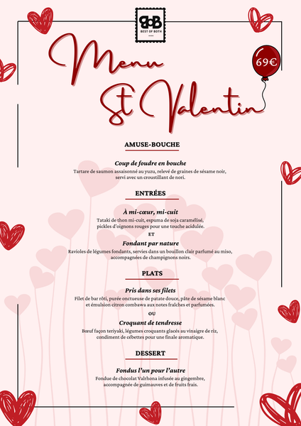 Menu St Valentin 