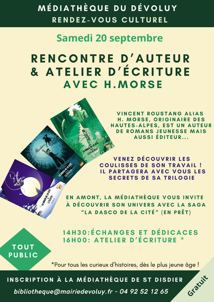 - © Médiathèque de St Disdier Atelier d’écriture et Rencontre avec H. Morse (Vincent Roustang)_Dévoluy - © Médiathèque de St Disdier